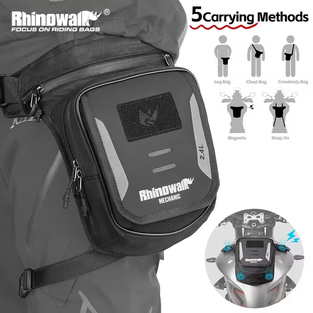 Rhinowalk MJX2008 Multifunctional Leg Bag 2.4L - Tas Multifungsi Sepeda Motor - BLACK