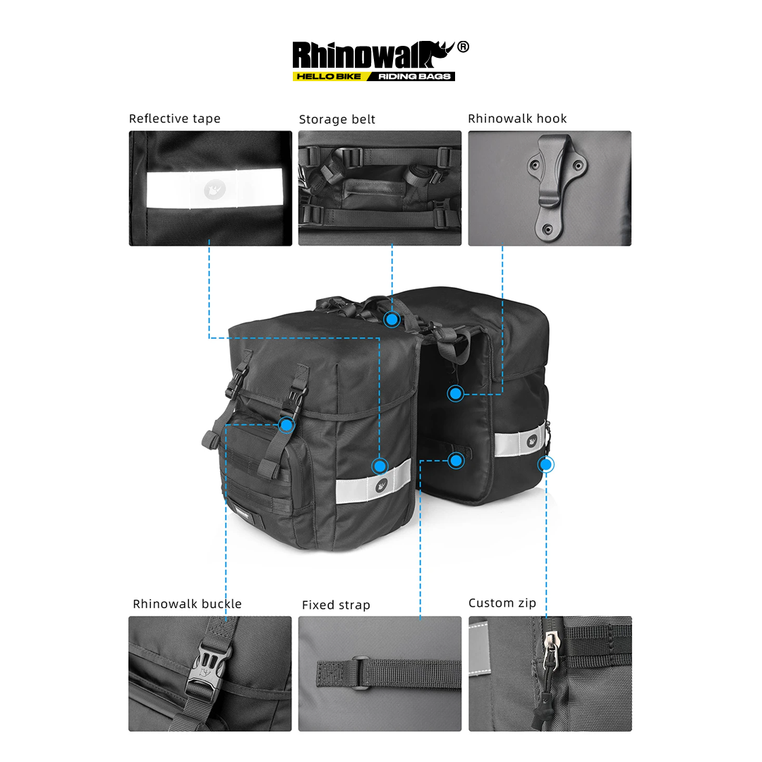 Rhinowalk RK24600 Bike Double Pannier Trunk 40L - Tas Sepeda