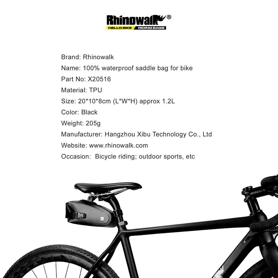 Rhinowalk X20516 Bike Waterproof Saddle Bag 1.5L - Tas Sadel Sepeda