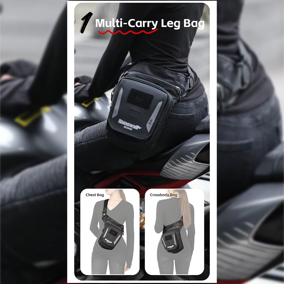 Rhinowalk MJX2008 Multifunctional Leg Bag 2.4L - Tas Multifungsi Sepeda Motor - BLACK