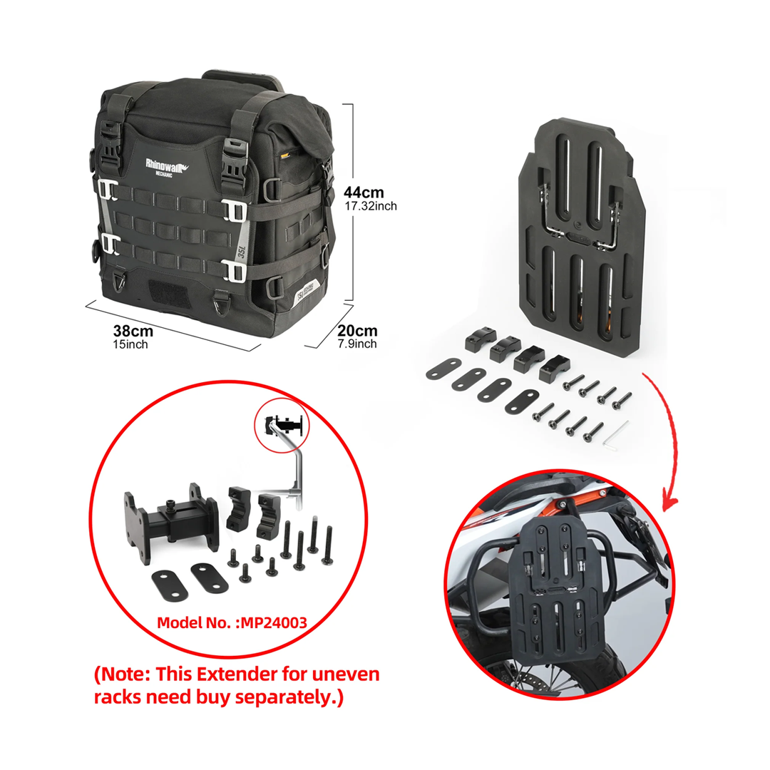 Rhinowalk MJX2004 Motorcycle Pannier Travel Side Bag Quick Release 35L - Tas Motor
