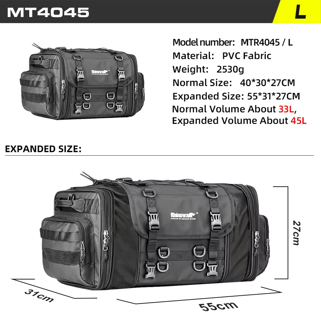Rhinowalk MTR4045 Motorcycle Tail Seat Bag 33-45L - Tas Sepeda Motor