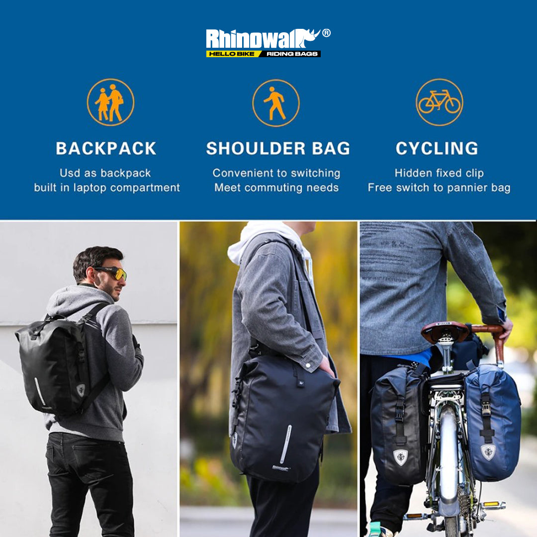 Rhinowalk X21668 Bike 20L Pannier Backpack Bag 3 in 1 - Tas Sepeda