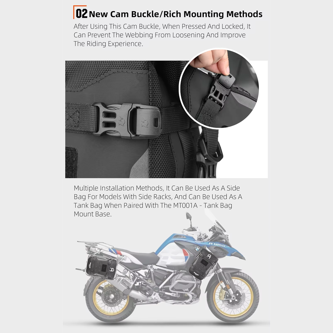 Rhinowalk MJX2001 Motorcycle Crash Bar Bag 6L - Tas Motor - BLACK