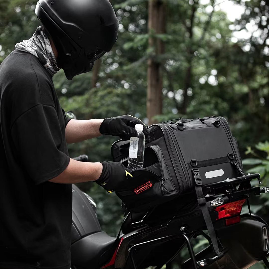 Rhinowalk MTR4080 Motorcycle Tail Seat Bag 60-80L - Tas Motor BLACK