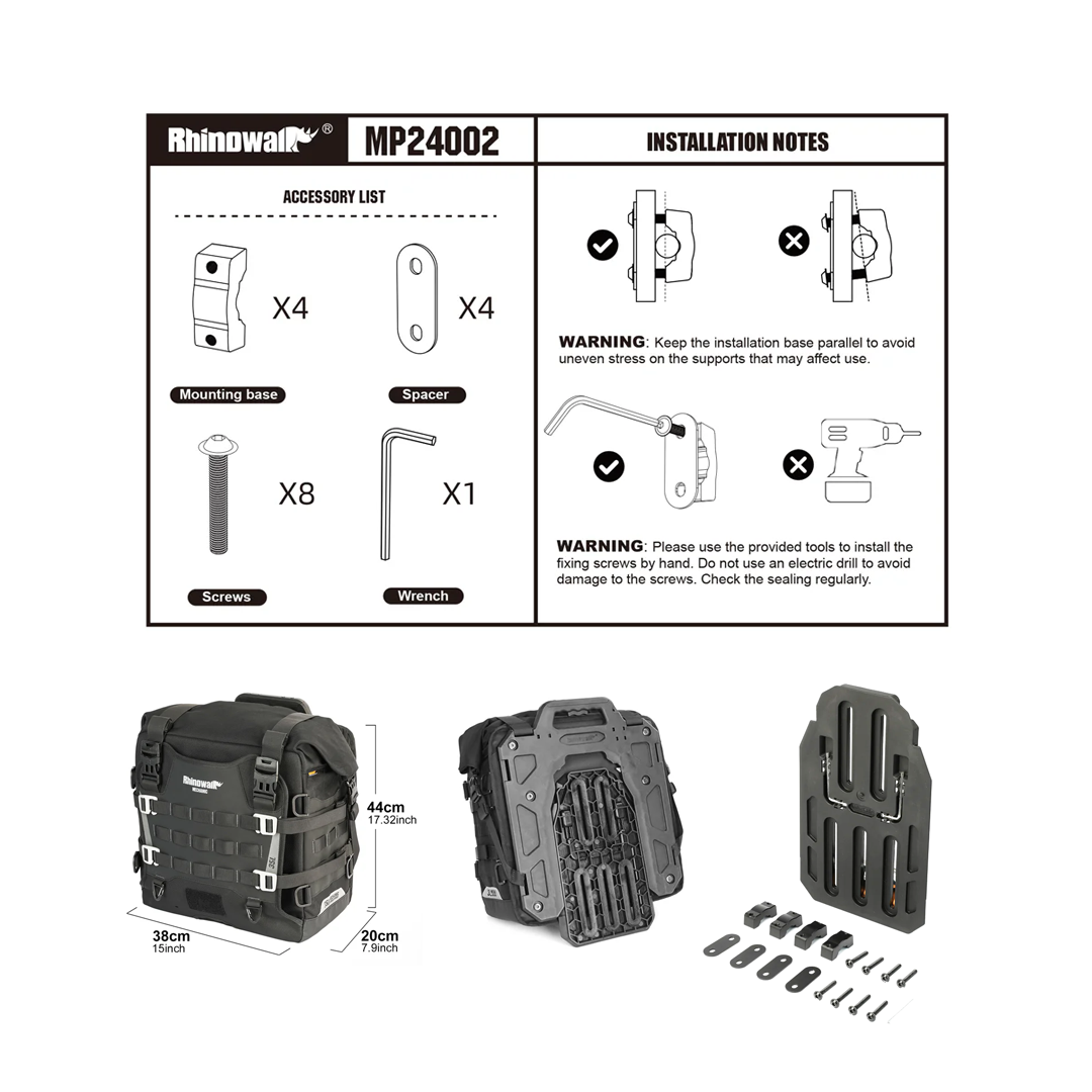 Rhinowalk MJX2004 Motorcycle Pannier Travel Side Bag Quick Release 35L - Tas Motor