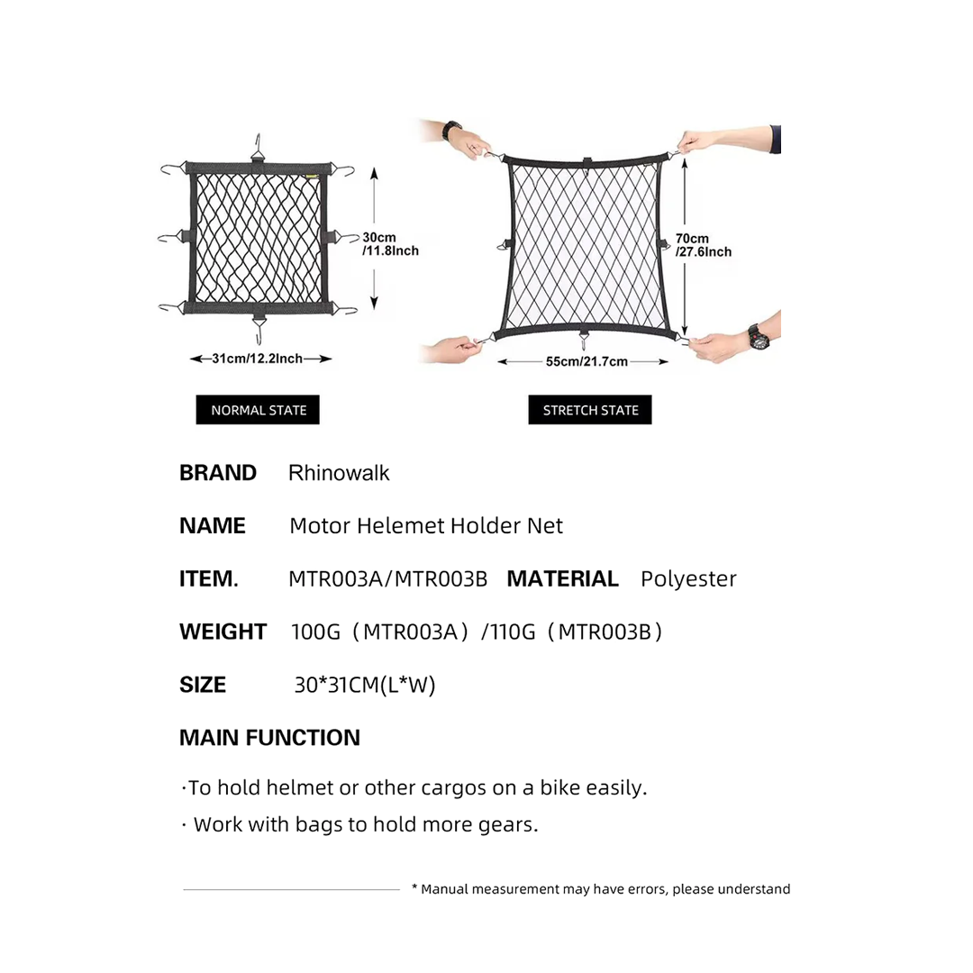 Rhinowalk MTR003A Motorcycle Helmet Holder Net Metal Hook - Jaring Helm Motor - Black