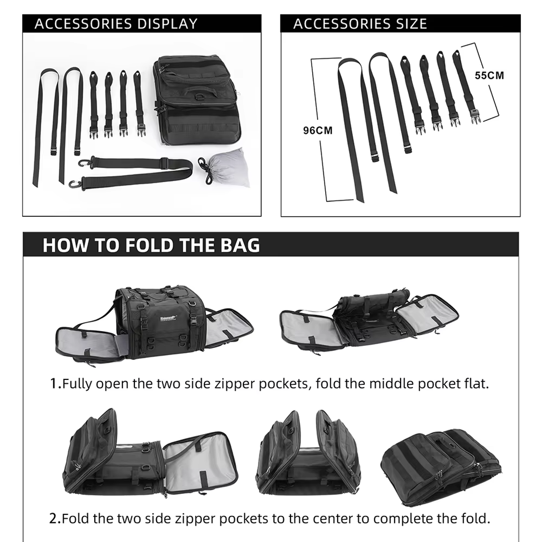 Rhinowalk MTR4045 Motorcycle Tail Seat Bag 33-45L - Tas Sepeda Motor