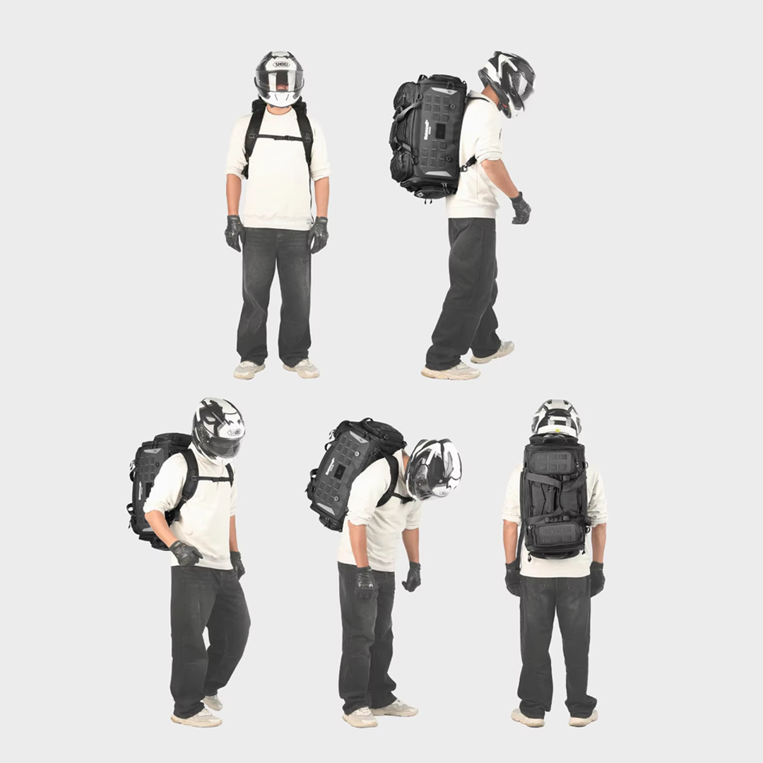 Rhinowalk MJX2003 Motorcycle Tail Seat Bag 50-70L - Tas Motor BLACK
