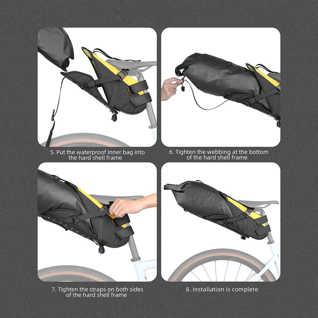 Rhinowalk BHD0020 Bike Waterproof Saddle Bag 14L - Tas Sadel Sepeda - Black