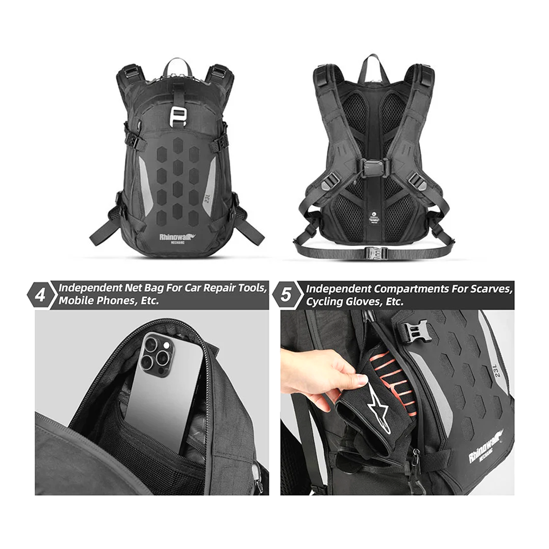 Rhinowalk MJX2005 Quick Release Magnetic Motorcycle Backpack 23L - Tas Sepeda Motor