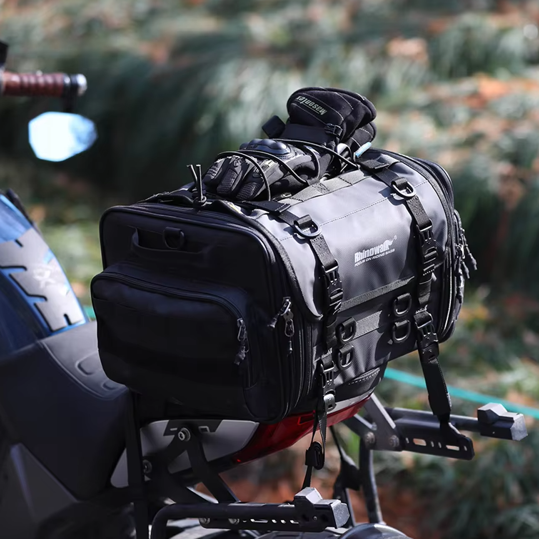 Rhinowalk MTR4080 Motorcycle Tail Seat Bag 60-80L - Tas Motor BLACK