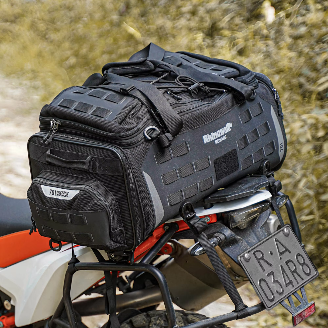 Rhinowalk MJX2003 Motorcycle Tail Seat Bag 50-70L - Tas Motor BLACK