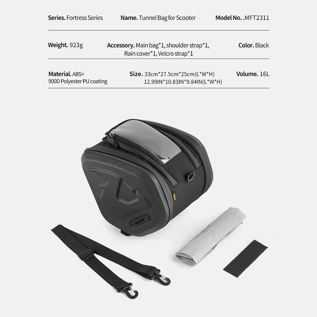 Rhinowalk MFT2311 Motorcycle Tunnel Bag For Scooter 16L - Tas Sepeda Motor - Black