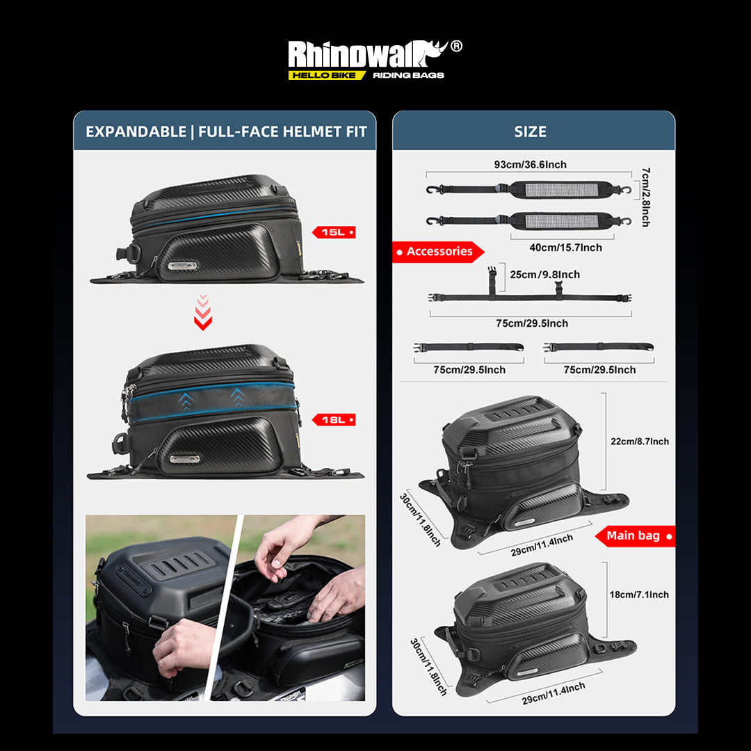 Rhinowalk MTR3001 Motorcycle Tank Bag Expandable - Tas Tangki Motor