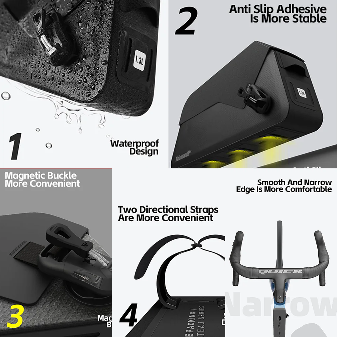 Rhinowalk BGY0055 Waterproof Magnetic Top Tube Bag 1.3L- Tas Sepeda - Black