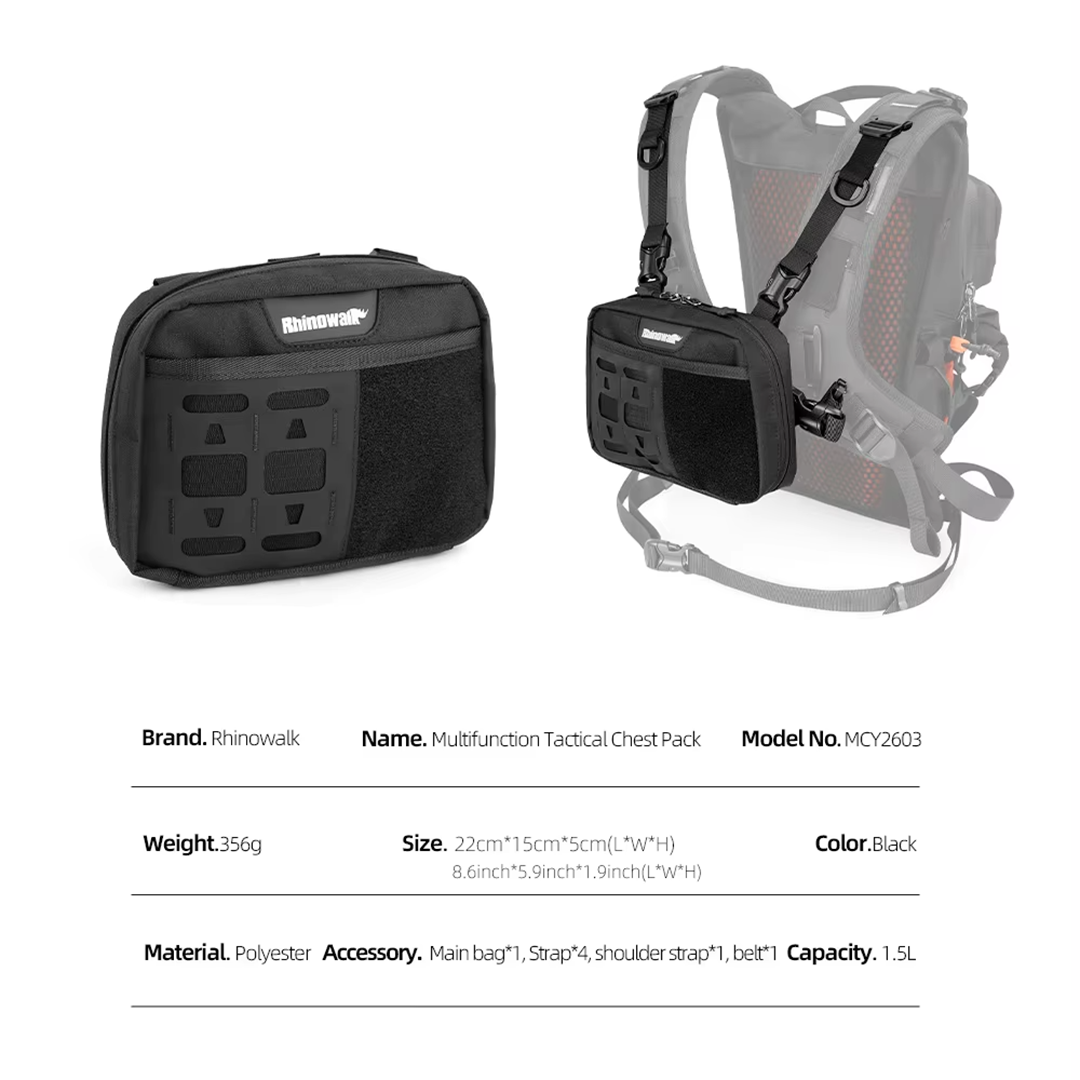 Rhinowalk MCY2603 Multifunction Tactical Chest Bag - Tas Sepeda Motor - BLACK