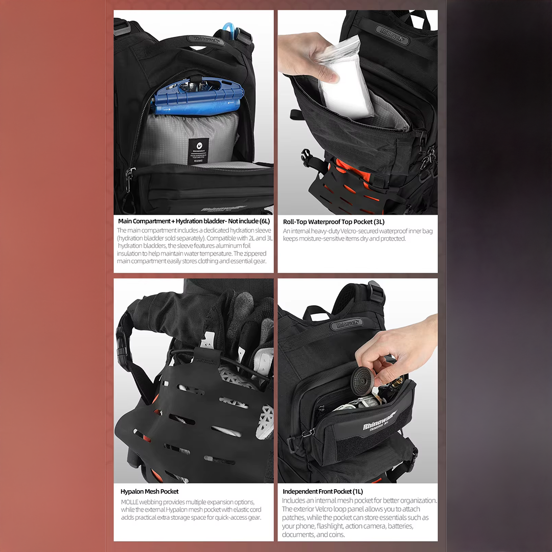 Rhinowalk MCY2602 Cycling Backpack ESA Protective Armor 10L - Tas Sepeda Motor