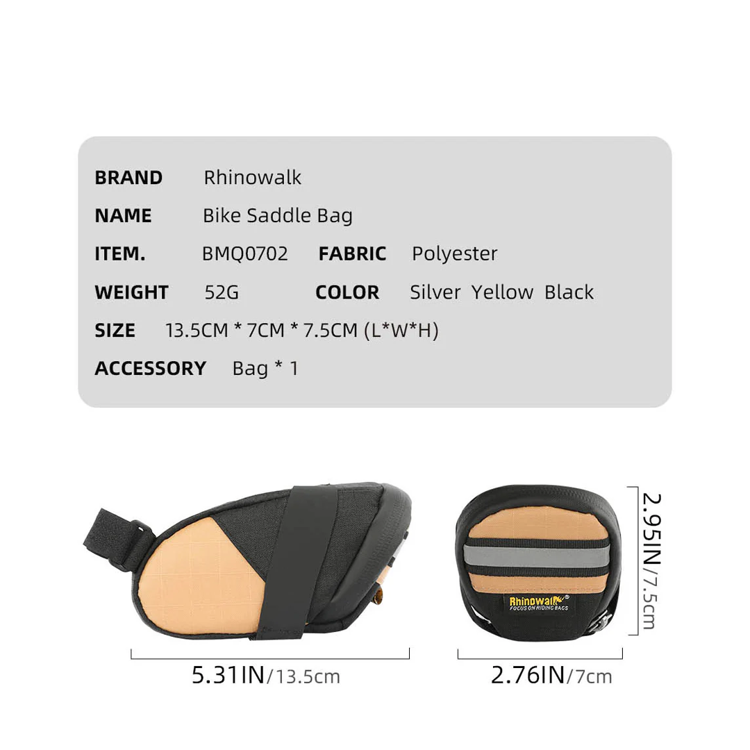 Rhinowalk BMQ0702 Bike Saddle Bag 0.4L - Tas Sadel Sepeda - BLACK