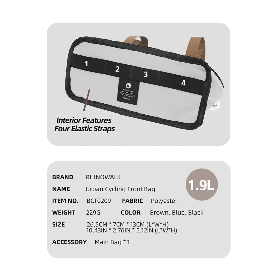 Rhinowalk BCT0209 Urban Bike Handlebar Bag 1.9L - Tas Depan Sepeda - BLACK