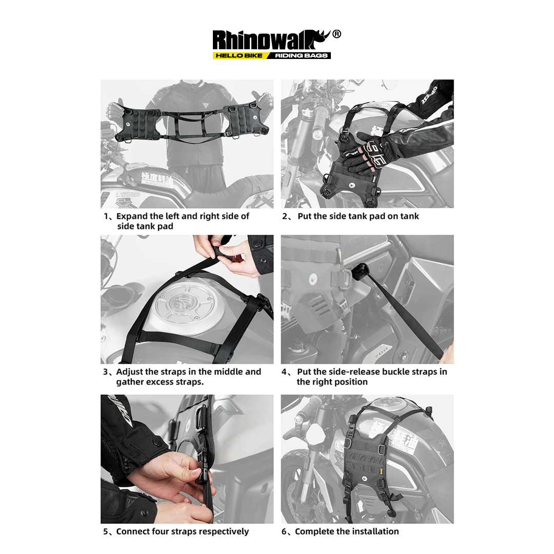 Rhinowalk MTR001B Motorcycle Tank Mounting Base Bag - Ikatan Tas Motor