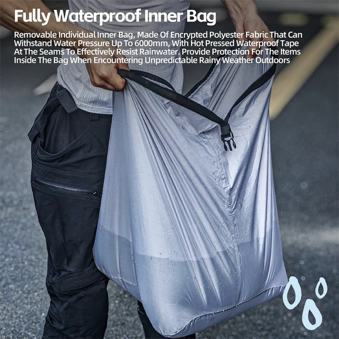 Rhinowalk MFT2310 Motorcycle ABS Hard Shell Tail Bag Expandable 23-35L -Tas Sepeda Motor - BLACK