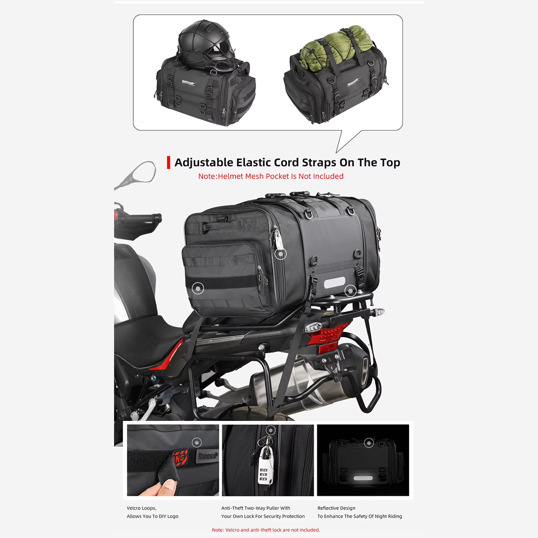 Rhinowalk MTR4045 Motorcycle Tail Seat Bag 33-45L - Tas Sepeda Motor