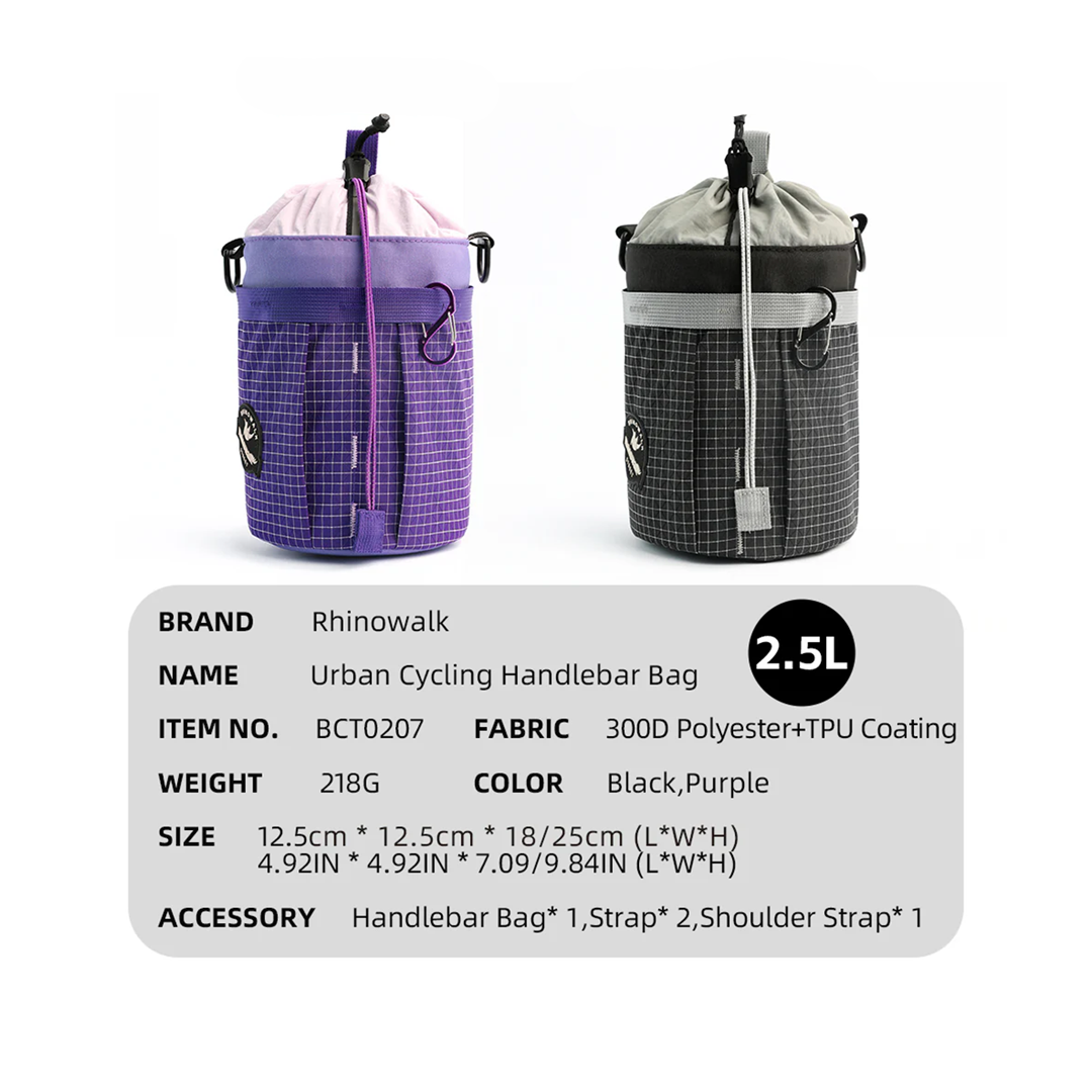 Rhinowalk BCT0207 Urban Bike Handlebar Bag 2.5L - Tas Depan Sepeda - Black