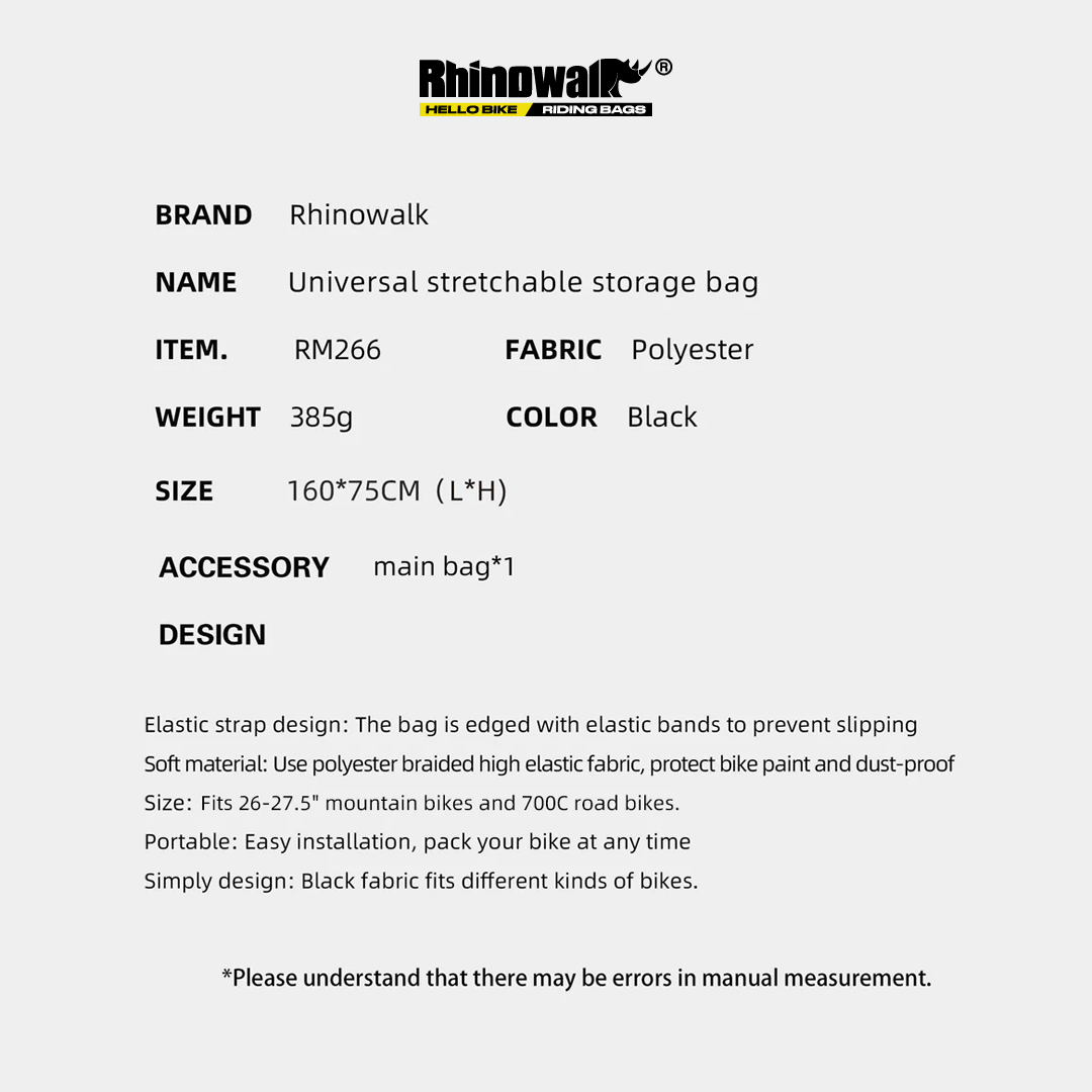 Rhinowalk RM266 Elastic bikes Cover Fit 26-27.5" MTB & 700C Road Bike - Cover Sepeda