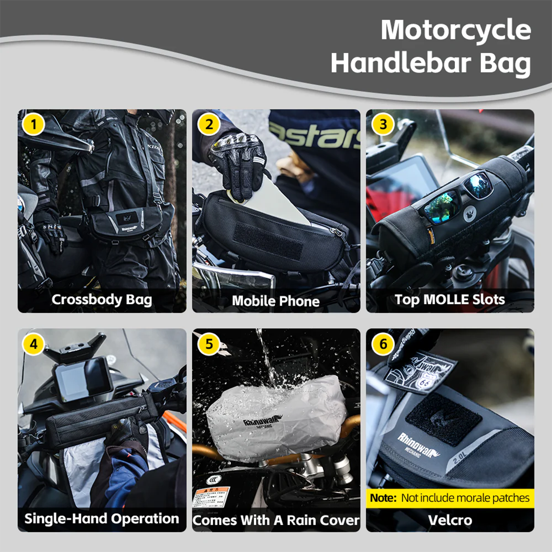 Rhinowalk MJX2010 Motorcycle Mechanic Series X Handlebar Bag 2L - Tas Motor - BLACK