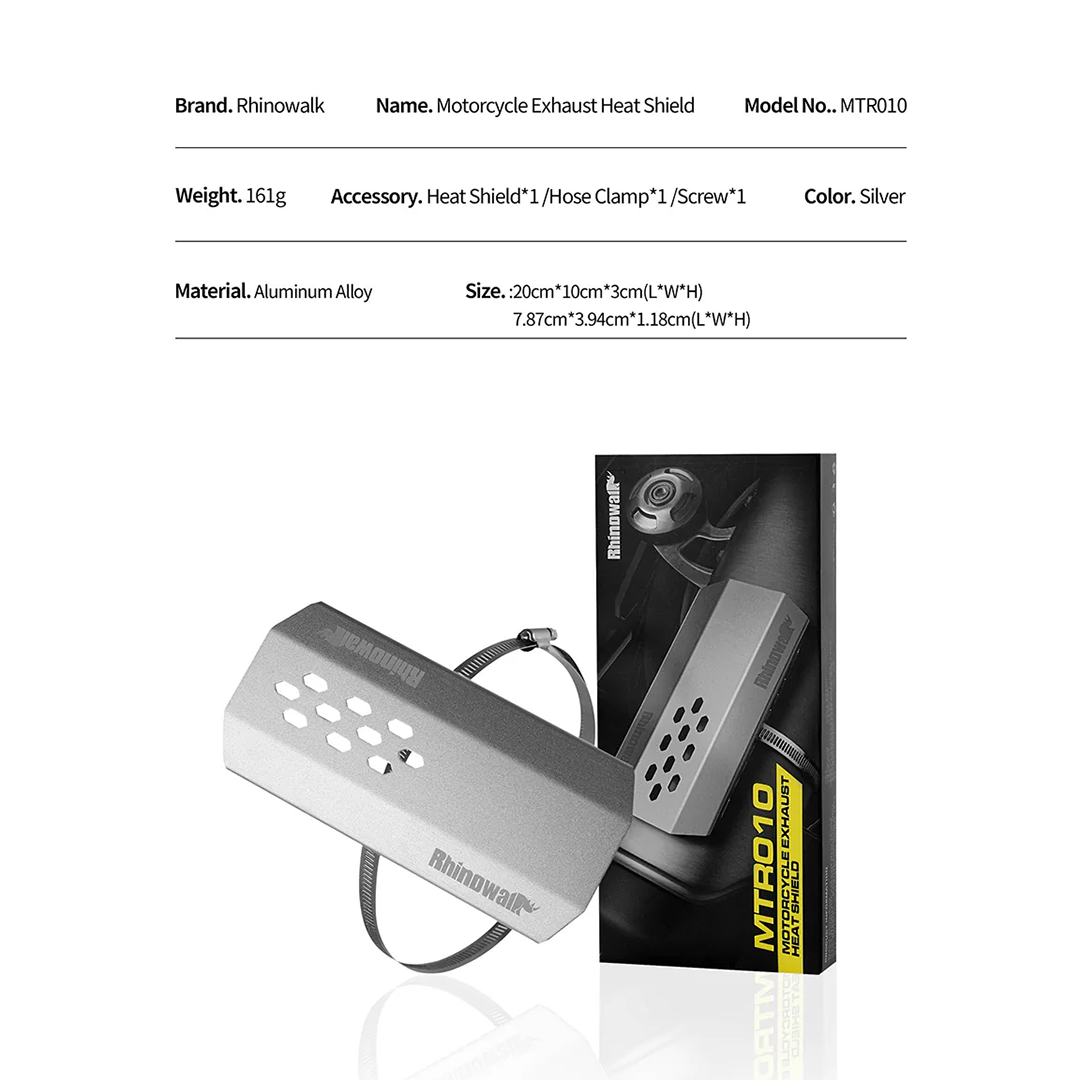Rhinowalk MTR010 Motorcycle Exhaust Heat Shield - Pelindung Knalpot Motor - Silver